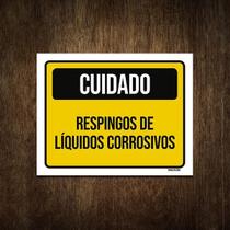 Placa Sinalização Cuidado Respingo Líquido Corrosivo 27X35