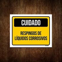 Placa Sinalização Cuidado Respingo Líquido Corrosivo 36X46