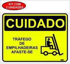 Placa Sinalização Cuidado Tráfego De Empilhadeiras Pvc 20x15cm