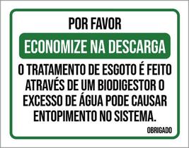 Placa Sinalização - Economize Na Descarga Biodigestor 36X46