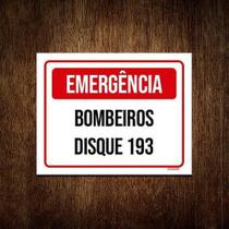 Placa Sinalização - Emergência Bombeiros Disque 193 27X35