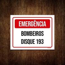 Placa Sinalização - Emergência Bombeiros Disque 193 36X46