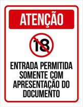 Placa Sinalização - Entrada Apenas Com Documento 27X35