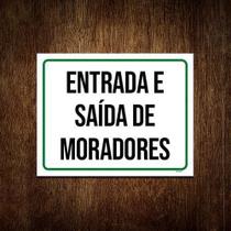 Placa Sinalização Entrada Saída De Moradores 27X35