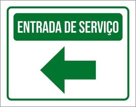 Placa Sinalização Entrada Serviço Verde Seta Esquerda 36X46