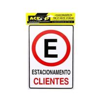 Placa Sinalização "Estacionamento de Clientes" Letras Grande