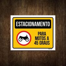 Placa Sinalização Estacionamento Para Motos A 45 Graus 18X23