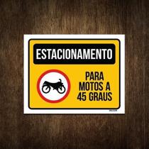 Placa Sinalização Estacionamento Para Motos A 45 Graus 36X46