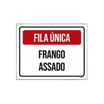 Placa Sinalização Fila Única Frango Assado 18x23cm 10un Placa Sinalização Fila Única Frango Assado 18x23cm 10un