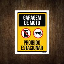 Placa Sinalização Garagem De Moto Proibido Estacionar 27X35