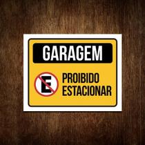 Placa Sinalização Garagem Proibido Estacionar 27X35