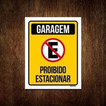 Placa Sinalização Garagem Proibido Estacionar Amarela 18x23