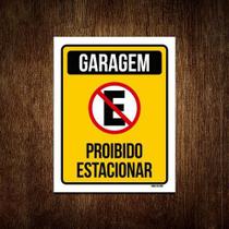 Placa Sinalização Garagem Proibido Estacionar Amarela 36X46