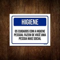 Placa Sinalização - Higiene Cuidados Higiene Pessoal 27x35