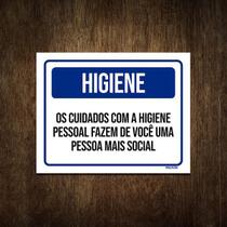 Placa Sinalização - Higiene Cuidados Higiene Pessoal 27X35