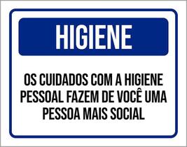 Placa Sinalização - Higiene Cuidados Higiene Pessoal 27X35