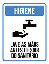 Placa Sinalização - Higiene Lave As Mãos Antes Sair - 18X23