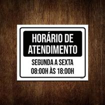 Placa Sinalização - Horário Atendimento Ml3896 18X23