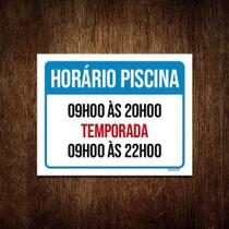 Placa Sinalização - Horário Piscina Temporada 18X23