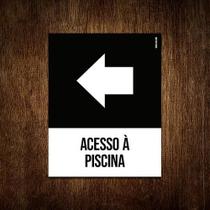 Placa Sinalização Ícone - Acesso À Piscina Esquerda 18X23