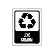 Placa Sinalização - Lixo Comum Placa Preta 18X23 Placa Sinalização - Lixo Comum Placa Preta 18X23