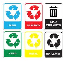 Placa Sinalização Lixo Seletivo Reciclável Completo 15x20 Placa Sinalização Lixo Seletivo Reciclável Completo 15x20