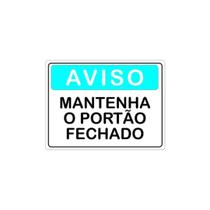 Placa Sinalização Manter Porta/Portão Fechado 20x15 Cm Ps 1mm
