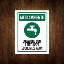Placa Sinalização Meio Ambiente - Economize Aguá 27X35 - Sinalizo