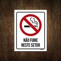 Placa Sinalização Não Fume Neste Setor 18X23 Placa Sinalização Não Fume Neste Setor 18X23