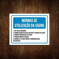Placa Sinalização - Normas De Utilização Da Sauna 36X46