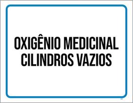 Placa Sinalização Oxigênio Medicinal Cilindros Vazios 36X46