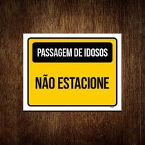 Placa Sinalização Passagem Idosos Não Estacione 18x23cm 10un