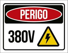 Placa Sinalização - Perigo 380V Ícone 18X23