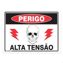 Placa Sinalização Perigo Alta Tensão Risco Choque 20x15cm