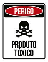 Placa Sinalização - Perigo Caveira Produto Tóxico 36X46