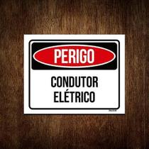 Placa Sinalização - Perigo Condutor Elétrico 27X35