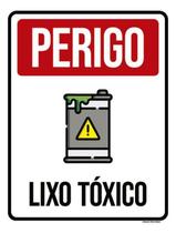 Placa Sinalização - Perigo Lixo Tóxico Desenho 27X35 Placa Sinalização - Perigo Lixo Tóxico Desenho 27X35