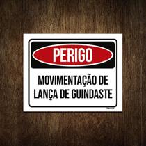 Placa Sinalização Perigo Movimentacão Lança Guindaste 27X35