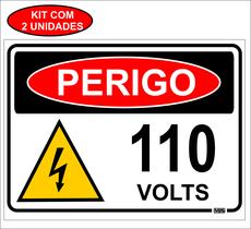 Placa Sinalização Perigo Risco Choque Elétrico 110v 20x15cm