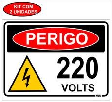 Placa Sinalização Perigo Risco Choque Elétrico 220v 20x15cm