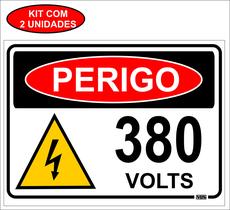 Placa Sinalização Perigo Risco Choque Elétrico 380v 20x15cm