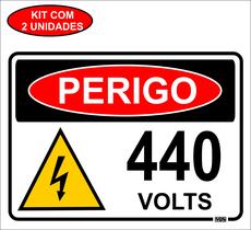 Placa Sinalização Perigo Risco Choque Elétrico 440v 20x15cm