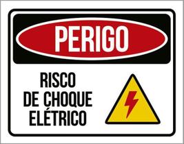 Placa Sinalização Perigo Risco Choque Elétrico Ícone 18X23 Placa Sinalização Perigo Risco Choque Elétrico Ícone 18X23
