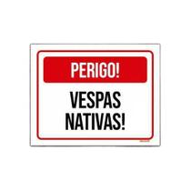 Placa Sinalização Perigo Vespas Nativas 18x23cm 5un