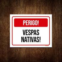 Placa Sinalização Perigo Vespas Nativas 18x23cm 5un Placa Sinalização Perigo Vespas Nativas 18x23cm 5un