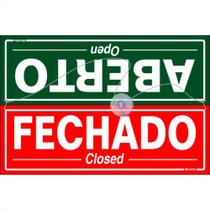 Placa Sinalizacao Poliestireno 10X320 ''Aberto/Fechado Com Fio De Nylon E Ventosa 250Cf