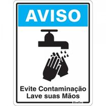 Placa Sinalizacao Poliestireno 15X20 ''Aviso Evite Contaminacao Lave As Maos'' 220Bt Placa Sinalizacao Poliestireno 15X20 ''Aviso Evite Contaminacao Lave As Maos'' 220Bt