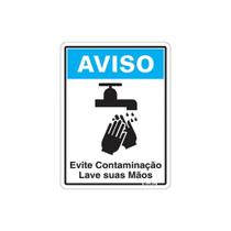 Placa Sinalizacao Poliestireno 15X20 ''Aviso Evite Contaminacao Lave As Maos'' 220Bt