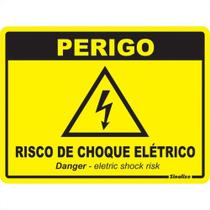 Placa Sinalizacao Poliestireno 15X20 ''Perigo Risco De Choque Eletrico'' 220By