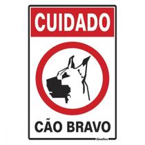 Placa Sinalizacao Poliestireno 20X30 ''Cuidado Cao Bravo'' 250Ah